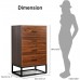 4 Drawer Wood Dresser Chest of Drawers with Sturdy Metal Frame Tall Dresser Storage Organizer for Bedroom Living Room Walnut Brown