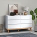 6 Drawer Double Dresser White Dressers for Bedroom Chest of Drawers Large Storage Cabinet for Bedroom Living Room Hallway