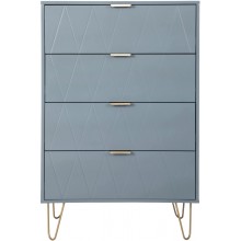 Anbuy 4 Drawer Dresser Blue Chest of Drawers for Bedroom Tall Storage Cabinet Dresser Organizer Unit with Metal Legs for Living Room Closet Hallway Blue