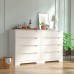 Cozy Castle 4 Drawer Chest Mid Century Nightstand with Cutout Handle Accent Drawer Dresser Wood Storage Cabinet with Drawers for Bedroom Living Room Home Office Entry White