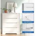 Cozy Castle 4 Drawer Chest Mid Century Nightstand with Cutout Handle Accent Drawer Dresser Wood Storage Cabinet with Drawers for Bedroom Living Room Home Office Entry White