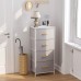 Cubiker Dresser Storage Tower 4 Drawers Fabric Organizer Unit for Bedroom Hallway Entryway Closets 16 Small Dresser Clothes Storage with Sturdy Steel Frame Wood Top Light Grey