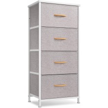 Cubiker Dresser Storage Tower 4 Drawers Fabric Organizer Unit for Bedroom Hallway Entryway Closets 16" Small Dresser Clothes Storage with Sturdy Steel Frame Wood Top Light Grey