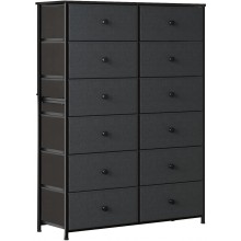 Enhomee 12 Drawer Dresser with Storage Tall Dresser for Bedroom with Wooden Top and Sturdy Metal Frame Chest of Drawers for Closet Living Room Entryway Grey 34.6" L x 11.8" W x 52.3" H