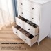 EROMMY Drawer Dresser Drawer Chest Wood Storage Dresser Clothes Organizer with 4 Drawers for Bedroom Living Room White