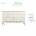 Evolur Aurora 7 Drawer Double Dresser Ivory Lace 54x20.3x34 Inch Pack of 1
