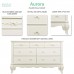 Evolur Aurora 7 Drawer Double Dresser Ivory Lace 54x20.3x34 Inch Pack of 1