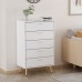 FAMAPY 5 Drawer Dresser Wood Dresser Storage Chest with Gold Metal Legs for Bedroom White 27.4”L x 15.6”W x 44.9”H