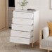 FAMAPY 5 Drawer Dresser Wood Dresser Storage Chest with Gold Metal Legs for Bedroom White 27.4”L x 15.6”W x 44.9”H