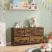 Hasuit 5 Drawer Dresser Fabric Storage Chest Clothes Organizer Sturdy Steel Frame Wood Top & Side Panel Chest of Drawers for Home Bedroom Cloakroom Embossed Vintage