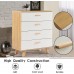 Henf 4 Drawer Dresser Drawers Chest Storage Cabinet Side Table Closet Drawers Organizer with Solid Wood Handles and Feet Storage Drawer for Playroom Bedroom Furniture Whit &Brown