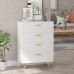 Homsee Modern Dresser Storage Chest with 4 Drawers Wood Dresser Chest with Gold Metal Legs and Handles for Bedroom Living Room & Hallway White 27.4”L x 15.6”W x 37.5”H