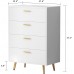 Homsee Modern Dresser Storage Chest with 4 Drawers Wood Dresser Chest with Gold Metal Legs and Handles for Bedroom Living Room & Hallway White 27.4”L x 15.6”W x 37.5”H