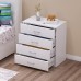 Kingwolfox Wood Simple MDF 4-Drawer Dresser Modern Chest with Wide Storage Space Functional Organizer with Solid Wood Frame Suitable for The Bedroom Living Room Kid’s Room White