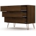 Manhattan Comfort Rockefeller Mid-Century Modern 3 Drawer Bedroom Dresser 35.24 Brown