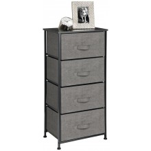 mDesign Tall Dresser Storage Tower Stand Sturdy Steel Frame Wood Top 4 Drawer Easy Pull Fabric Bin Organizer for Bedroom Hallway Entryway Closet Textured Print Charcoal Gray