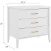 MUSEHOMEINC Solid Wood 3 Drawer Dresser Nightstand Mid-Century Chests of Drawers with Electroplated Metal Handle,Bed Side Table for Bedroom in White