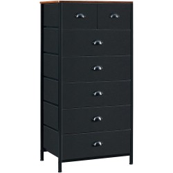 PRAISUN Upgraded Larger Dresser for Bedroom Tall Dresser with 7 Drawers Chest of Drawers for Living Room Hallway Closets and Nursery Black and Rustic Brown