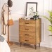 Rolanstar Drawer Dresser with 4 Wooden Drawers Storage Dresser with 4 Set Foldable Drawer Dividers Rustic Chest of Drawer Bedroom Organizer with Anti-Tipping Device Brown