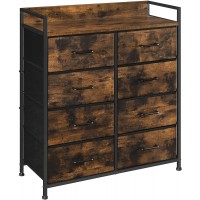 SONGMICS Closet Storage Dresser Chest of Drawers Metal Frame with Handles Rustic Brown + Black