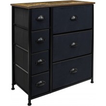 Sorbus Dresser with Drawers Furniture Storage Tower Unit for Bedroom Hallway Closet Office Organization Steel Frame Wood Top Easy Pull Fabric Bins Wood Top Black