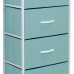 Sorbus Fabric Dresser for Kids Bedroom Chest of 5 Drawers Tall Storage Tower Clothing Organizer for Closet for Playroom for Nursery Steel Frame Fabric Bins Wood Handle Aqua