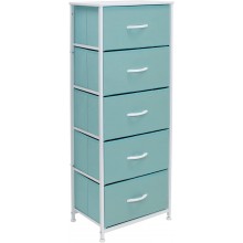 Sorbus Fabric Dresser for Kids Bedroom Chest of 5 Drawers Tall Storage Tower Clothing Organizer for Closet for Playroom for Nursery Steel Frame Fabric Bins Wood Handle Aqua