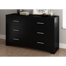 South Shore Gramercy 6-Drawer Double Dresser Pure Black with Brushed Nickel Handles