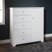 South Shore Vito Door Chest with 5 Drawers and Adjustable Shelves Pure White