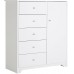 South Shore Vito Door Chest with 5 Drawers and Adjustable Shelves Pure White