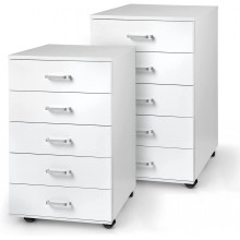 TUSY 5-Drawer Chest Mobile File Cabinet Drawers Unit Dresser Cabinet Dresser Drawers Organizers Cabinet for Bedroom Living Room Closet Set of 2 White