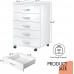 TUSY 5-Drawer Chest Storage Dresser Cabinet with Wheels White