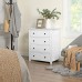 VASAGLE 4-Drawer Dresser Chest of Drawers Bedside Table with Solid Wood Legs for Living Room Bedroom Office Entryway 28.3 x 17.7 x 33.5 Inches White URCD34WT