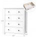VASAGLE 4-Drawer Dresser Chest of Drawers Bedside Table with Solid Wood Legs for Living Room Bedroom Office Entryway 28.3 x 17.7 x 33.5 Inches White URCD34WT