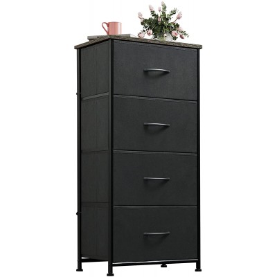 WLIVE Dresser with 4 Drawers Fabric Storage Tower Organizer Unit for Bedroom Hallway Entryway Closets Sturdy Steel Frame Wood Top Easy Pull Handle Charcoal Black