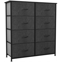 YITAHOME Storage Tower with 8 Drawers Fabric Dresser with Large Capacity Organizer Unit for Bedroom Living Room & Closets Sturdy Steel Frame Easy Pull Fabric Bins & Wooden Top Black Grey