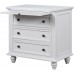 3-Drawer Storage Wood Cabinet End Table with Pull Out Tray Nightstand Drawer Chest Side Table Solid Wood Furniture for Bedroom Living Room Fully Assembly Bedside Table White