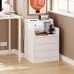 ADORNEVE Nightstand with Charging Station Night Stand with Hutch and Storage Drawers Modern Bedside Table Sofa Table White