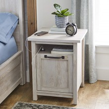 Better Homes and Gardens Modern Farmhouse Side Table Nightstands with USB Port in Rustic White