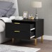 ECACAD Set of 2 Nightstands with 2 Storage Drawers & Gold Metal Legs Modern Bedside Table Sofa End Side Table Black 19.7 L x 15.7 W x 17.9 H
