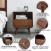 ESPSENT Nightstand with Drawer Storage Compartment & Cable Hole Natural Wood Sofa Side End Table Bedside Night Stand with 4 Legs
