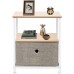 EUBOEA Nightstand 1-Drawer Shelf Storage- Bedside Furniture & Accent End Table Chest for Home Bedroom Office College Dorm Steel Frame Wood Top Easy Pull Fabric Bins Linen Natural