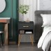FAMAPY Nightstands Set of 2 Bedside Table Side Table with Drawer & Shelf Industrial Style Gold Metal Legs End Table Black 15.7”W x 11.8”D x 23.6”H