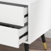 FAMAPY White Nightstand Bedside Table with 2 Drawers & Black Gold Metal Legs for Bedroom 19.7”L x 15.7”W x 21.3”H