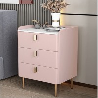 GYQWJPC Nightstand Bedside Table Wood Storage Cabinet Three-Layer Storage Cabinet Bedroom Bedside Cabinet Nightstand Side Table Bedside Table Color : Pink