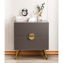 HOME360 Modern Nightstand End Table 2 Drawer Accent Side Table Bedside Table Dark Grey 1PC