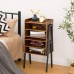 HOOBRO Nightstand Set of 2 Stackable End Table with 2 Open Front Storage Compartments 3 Tier Bedside Tables for Small Spaces Wood Look Accent Table with Metal Frame Rustic Brown BF02BZP201