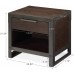 Landia Home Nightstand – Industrial Design with Metal Frame Drawer for Storage and Sled Legs