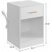 LAPTAIN Nightstand with Charging Station End Side Table with Storage Drawer and Open Cabinet Bedside Table for Bedroom White