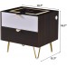 LED Smart Nightstand with Light & Drawer Bedroom End Table Modern Wireless Charging Bedside Table with USB Locker Storage Cabinet Mid Century Small Space Night Tables Home Furniture Brown